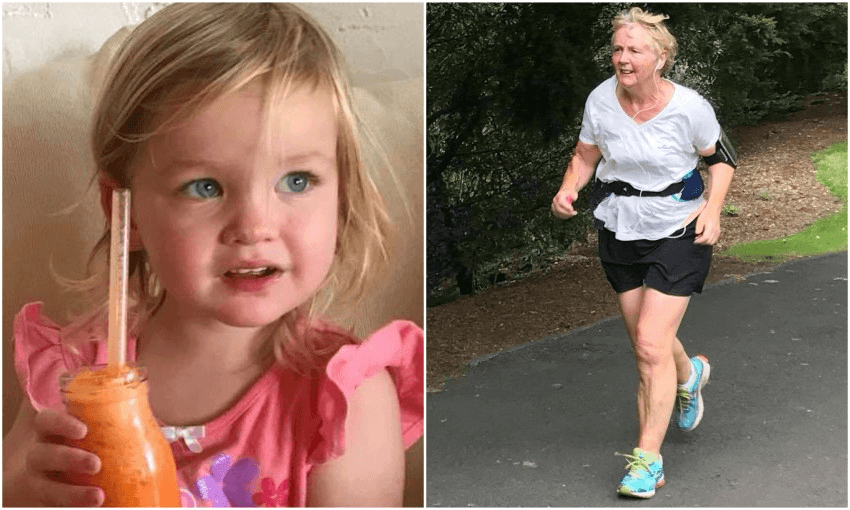 Left: Alanna O’Shaughnessy, was born premature, suffered four strokes before her second birthday. Right, her grandmother Patsy Holt is running her first marathon at 72, to raise money for Starship Children’s Hospital and the Young Stroke Thrivers Foundation (Photos: supplied).  
