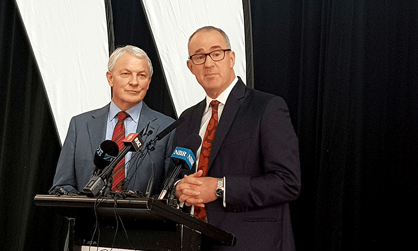 Phil Goff and Phil Twyford. Photo: Don Rowe 
