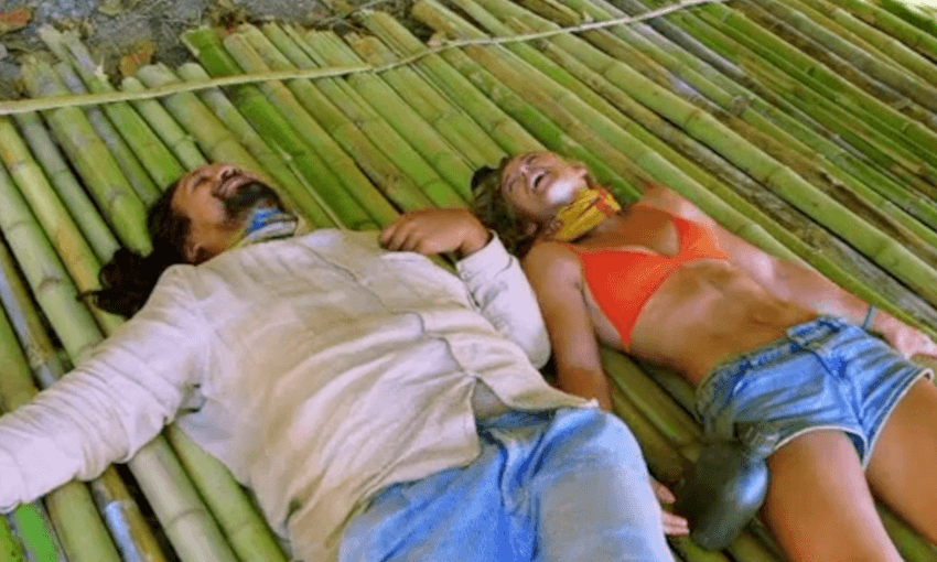 On week four of Survivor NZ, Tess and Adam have a kiki.