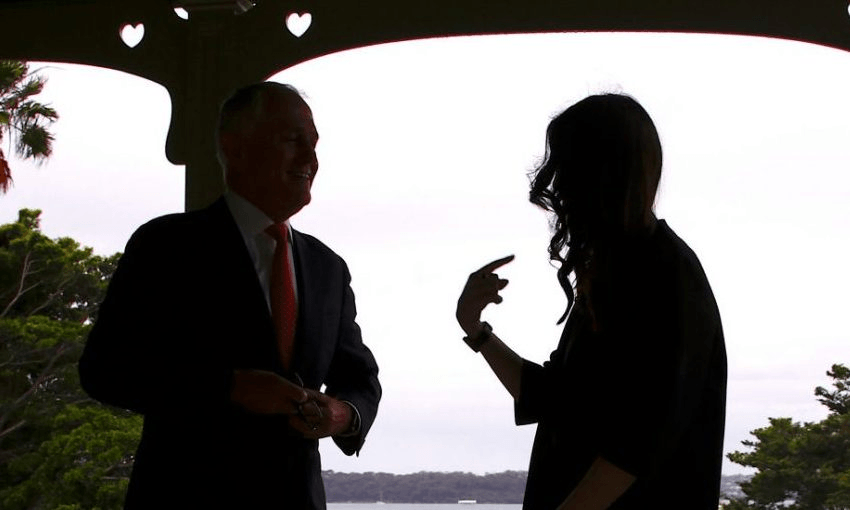Australia’s Prime Minister Malcolm Turnbull and NZ PM Jacinda Ardern in Sydney. Photo: DAVID GRAY/AFP/Getty Images