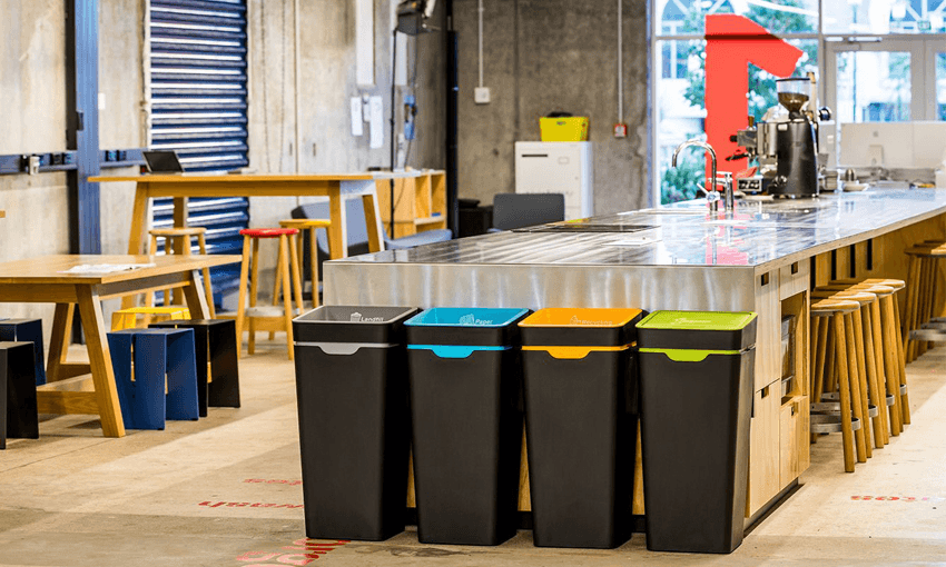 Method Recycling bins in use at Massey University Wellington. (Photo: Facebook/Method Recycling) 
