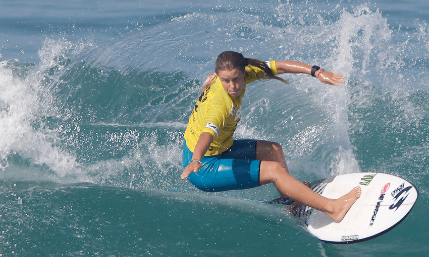 Paige Hareb surfs during Round 4 of the Billabong Rio Pro at Barra da Tijuca on May 15, 2011 in Rio de Janeiro, Brazil. (Photo by Buda Mendes/LatinContent/Getty Images) 

