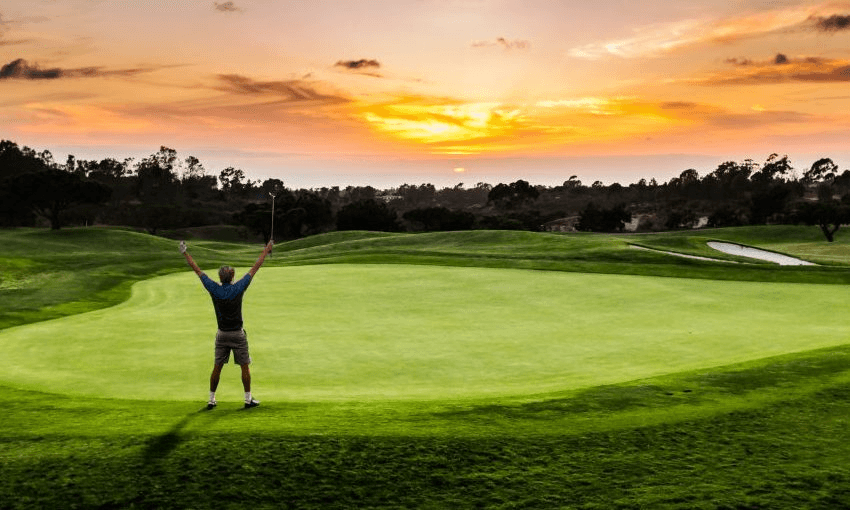 The irrefutable truth of Hayden’s argument dawns on a golfer. Photo: Getty 
