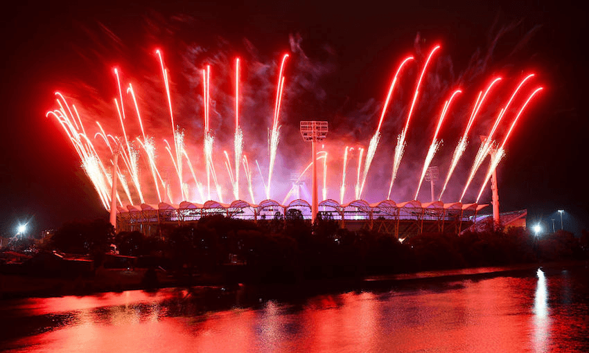 Fireworks are seen during the Opening Ceremony for the Gold Coast 2018 Commonwealth Games at Carrara Stadium. (Image: Bradley Kanaris/Getty Images) 
