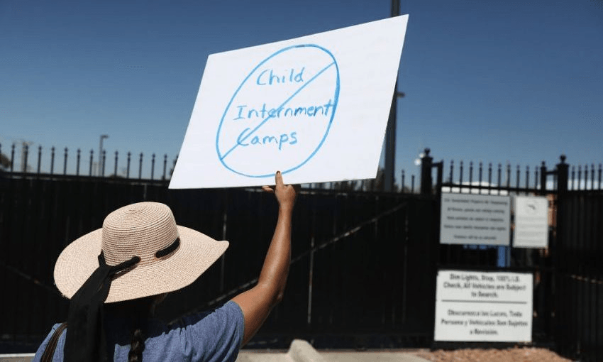 A protest against the separation of children from their parents in front of the El Paso Processing Centre at the Mexican border in El Paso, Texas. Photo by Joe Raedle/Getty Images 
