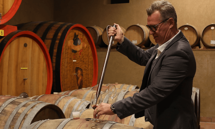 Sir John Kirwan tasting the wines of Veneto (Image: supplied).  
