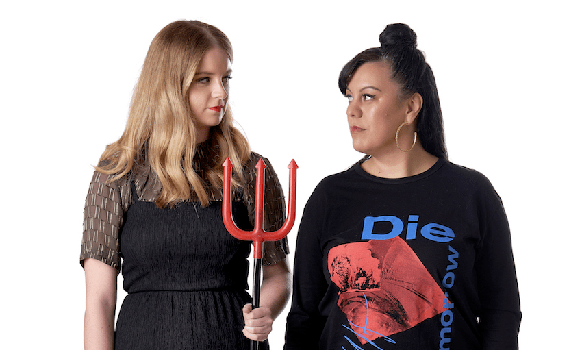 The Spinoff TV hosts
Alex Casey and Leonie Hayden. (Photo: Davide Zerilli)