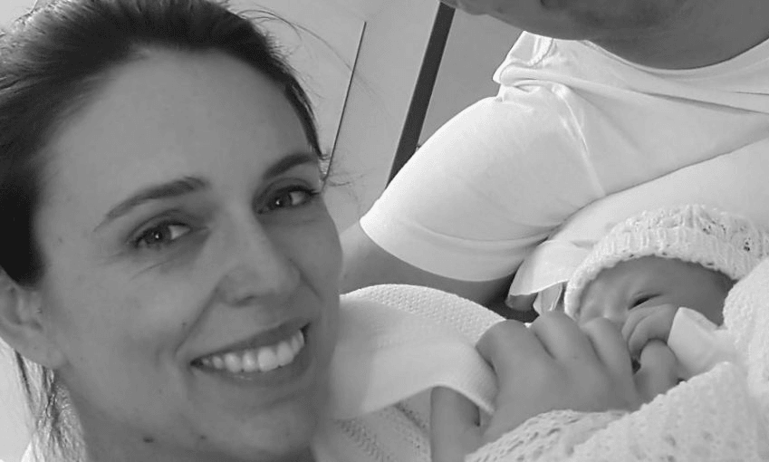 Jacinda Ardern and her newborn daughter Neve (supplied) 
