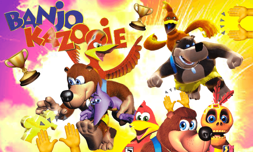 The faces of Banjo-Kazooie over the year. 
