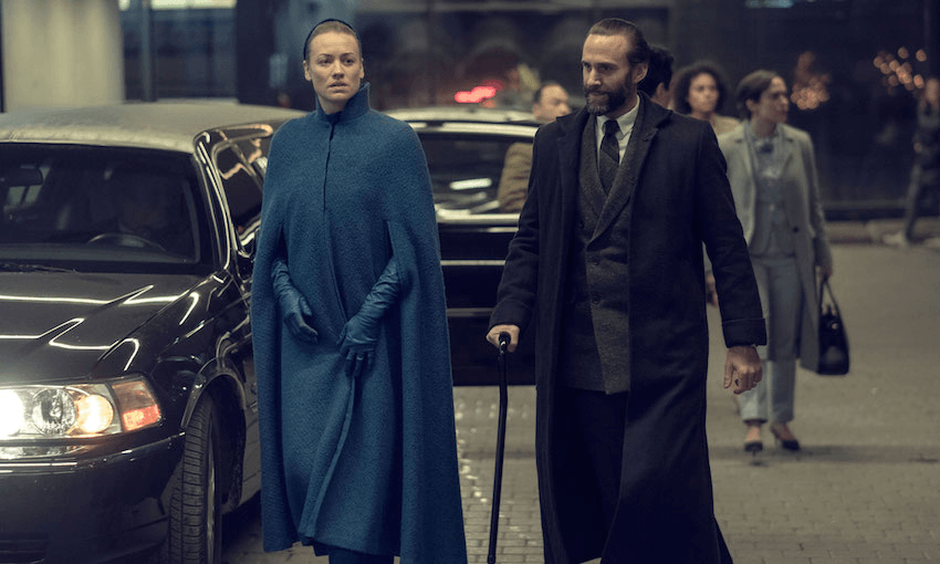 Serena looking appropriately terrified in blue. 
