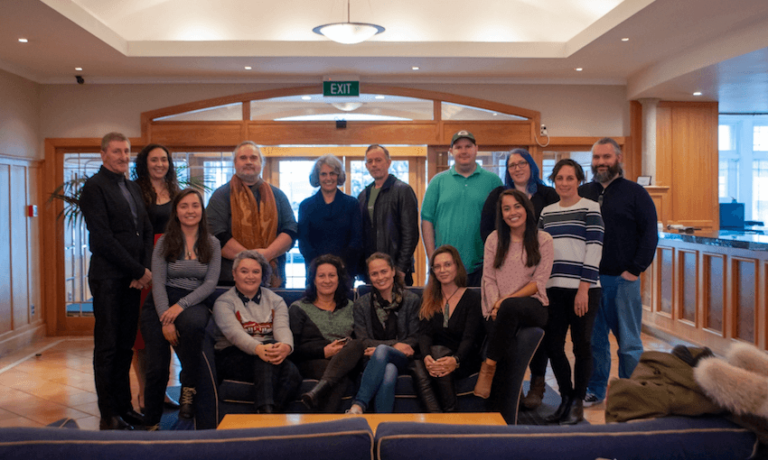 Mentors, mentees, the Māori Literature Trust and Huia reps for the 2018 Te Papa Tupu writers’ programme (Image: supplied) 
