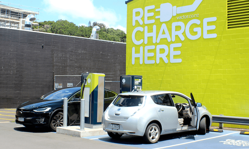 EV charging station in Newmarket, Auckland. Photo: Gareth Shute 
