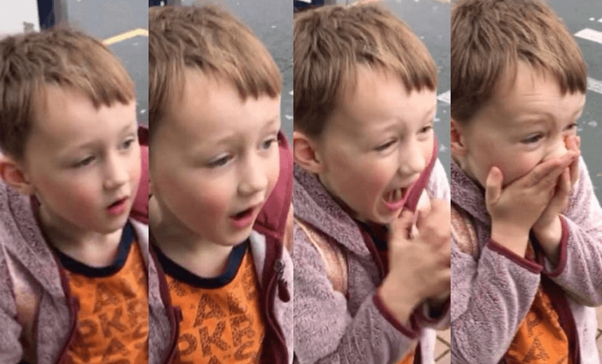 Eddie sees the double-decker bus 
