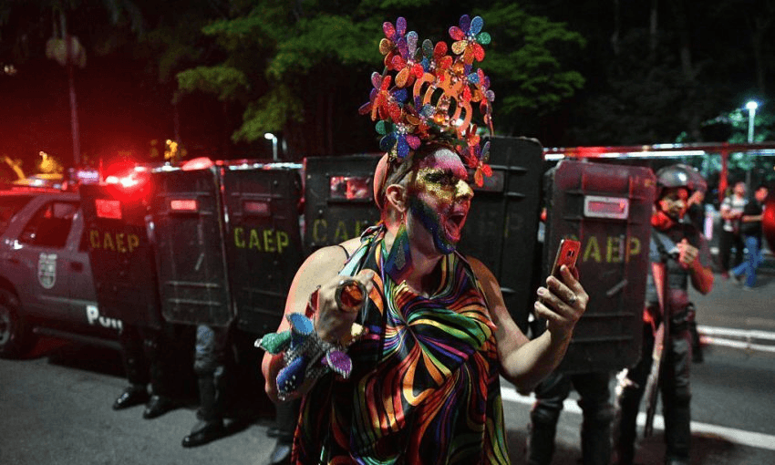 A protest against a Brazilian judge who approved gay conversion therapy in Sao Paulo, Brazil in September 2017 (Photo: NELSON ALMEIDA/AFP/Getty Images) 
