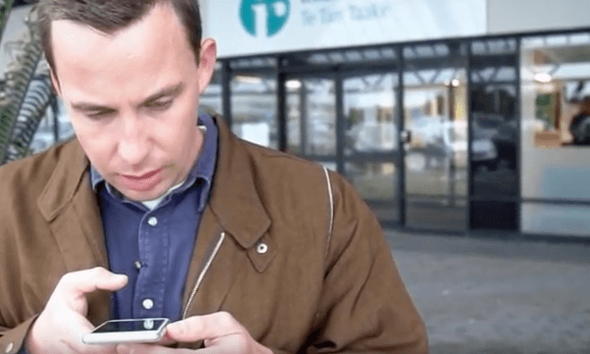 Hayden Donnell reads another rejection, probably. (image: screengrab from a tv show, probably) 
