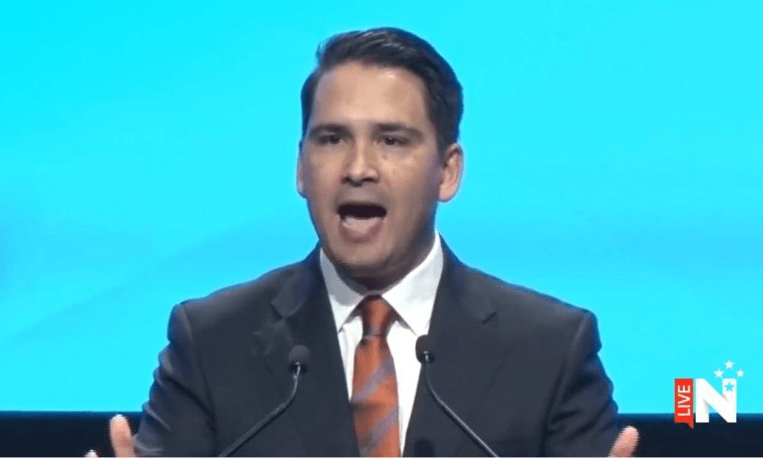 Simon Bridges addresses the party faithful