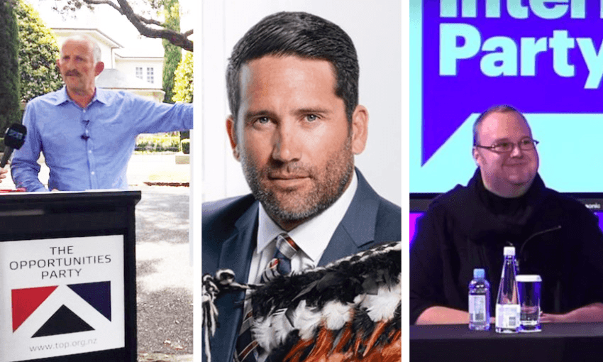 Left to right: Gareth Morgan, Lance O’Sullivan, Kim Dotcom