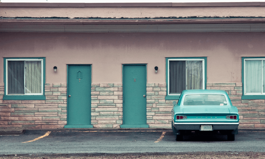 Vintage Car in front of Motel