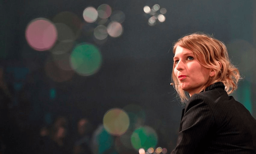 Chelsea Manning speaks at the digital media convention “re:publica” in Berlin, on May 2, 2018. (Photo by Tobias SCHWARZ / AFP/ Getty Images)