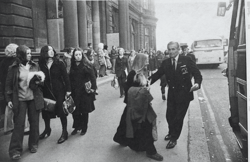 Linda Burgess getting on the All Blacks supporter bus in Edinburgh (Credit: 
Barry Durrant) 
