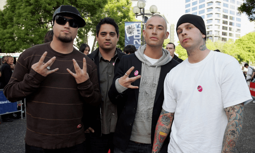 Members of Blindspott arrive at The New Zealand Music Awards in 2006 (Image: Sandra Mu/Getty Images) 
