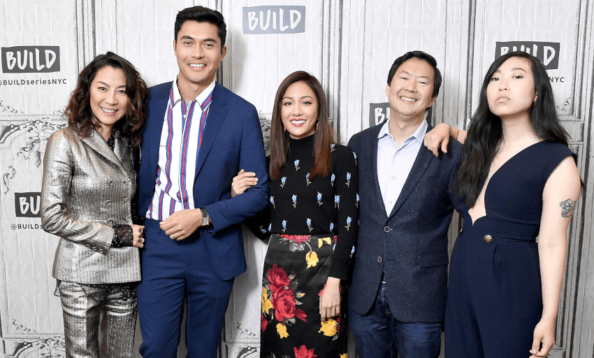 Michelle Yeoh, Henry Golding, Constance Wu, Ken Jeong and Nora Lum on August 14, 2018 in New York City. Photo by Michael Loccisano/Getty Images. 
