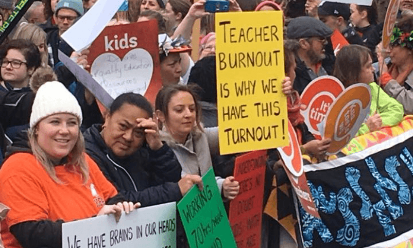 Signs at the last round of teacher strikes (Photo: Emily Writes)  
