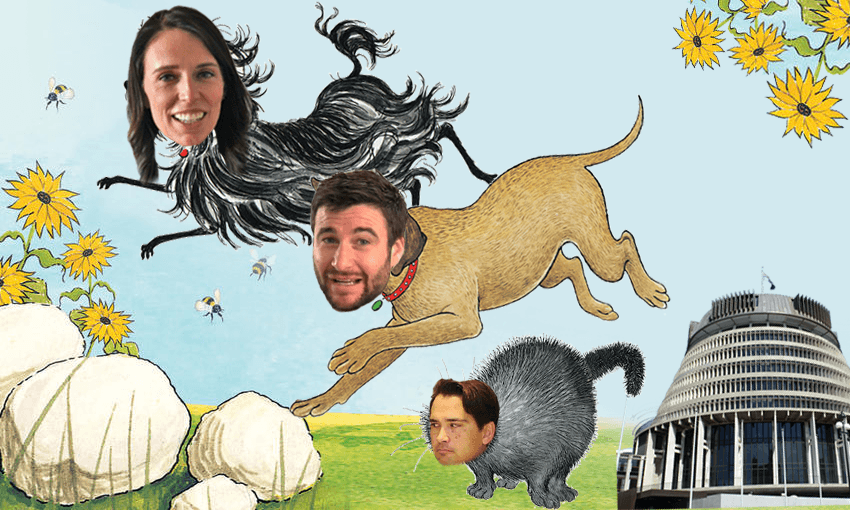 Jacinda and Clarke with Scarface Bridges plotting mischievously in the distance.