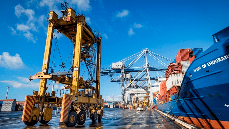 Straddle carriers working at Auckland’s Fergusson Container Terminal. (Photo: Supplied)