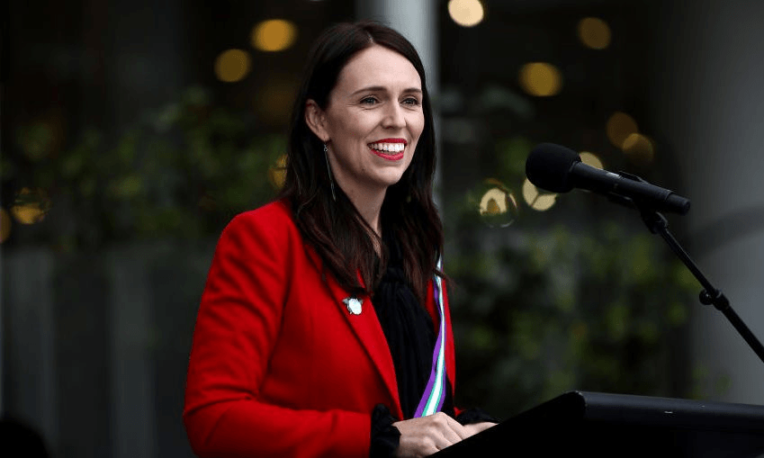 Jacinda Ardern at Aotea Square on the 125th anniversary of women’s suffrage in New Zealand. Photo by Phil Walter/Getty Images 
