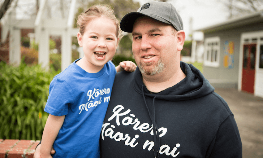 Kōrero Māori Mai creator Paul Andersen and his youngest daughter Hana. Image: supplied 
