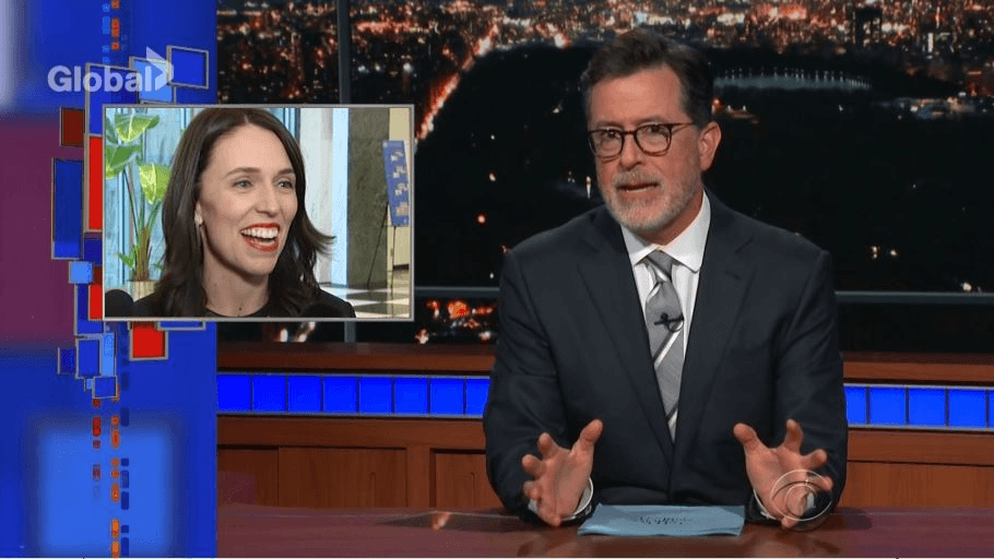 Special briefing for Jacinda Ardern re Stephen Colbert on The Late Show