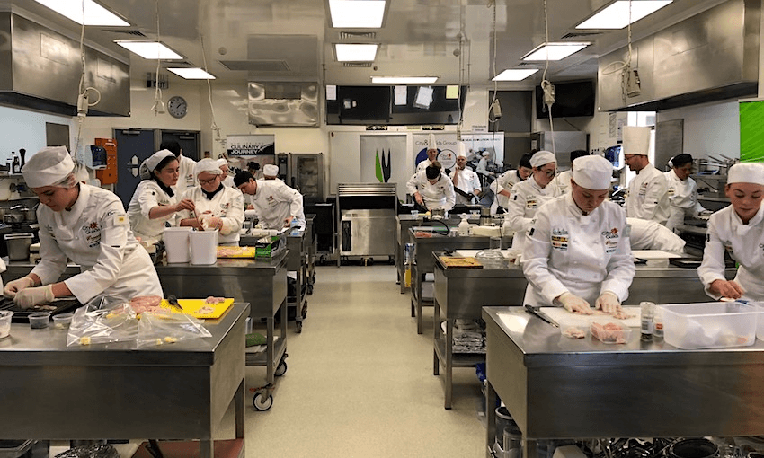 Action stations at the National Secondary Schools Culinary Championship grand final (Photo: Alice Neville)