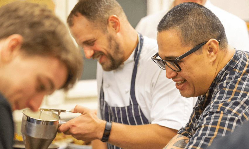 Morgan McGlone of Belles Hot Chicken prepping for his recent Wellington on a Plate event (Photo: Jeff McEwan) 
