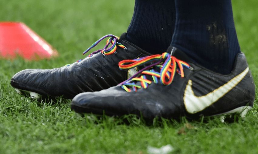 Athletes are increasingly using their platforms for progressive causes, such as rugby players wearing rainbow shoelaces to show support for LGBT people (Getty Images)  
