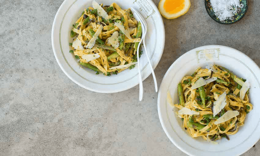Asparagus carbonara: simple spring eating at its finest (Photo: Emma Boyd) 
