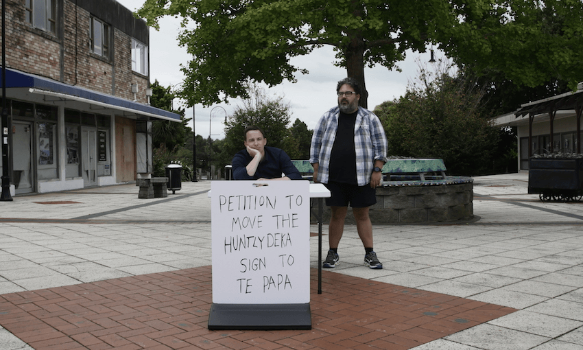 In episode three of Get It to Te Papa, Hayden Donnell valiantly campaigns to get the Deka sign to Te Papa. 
