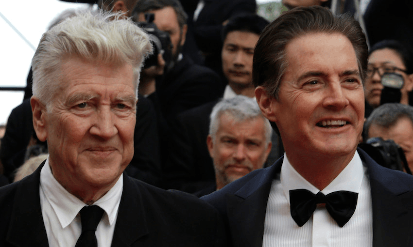 David Lynch and Kyle MacLachlan attend the Twin Peaks screening during the 70th annual Cannes Film Festival at Palais des Festivals on May 25, 2017 in Cannes, France.  (Photo by Amy T. Zielinski/Getty Images)  
