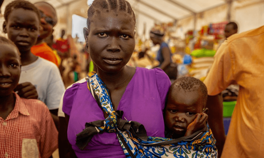 A South Sudanese refugee and her child at the Kakuma refugee camp in Kenya (Image: Simon Day/World Vision). 
