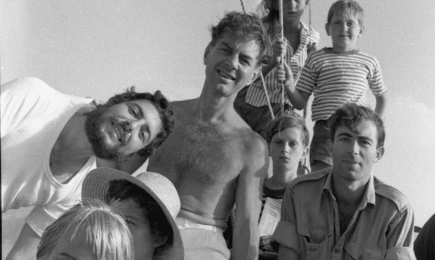 Hydra 1960, including Leonard Cohen (bearded, left) and Redmond Wallis (centre right in cotton shirt). 
Photographer unknown. Reproduced with the permission of Dorothy Wallis. 
