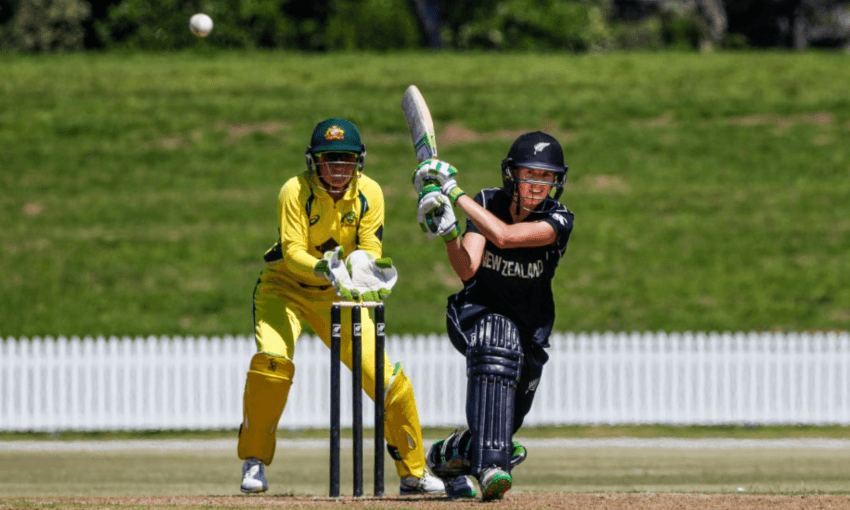 New White Ferns skipper Amy Satterthwaite hitting out against Australia (Photo by Mead Norton/Getty Images) 
