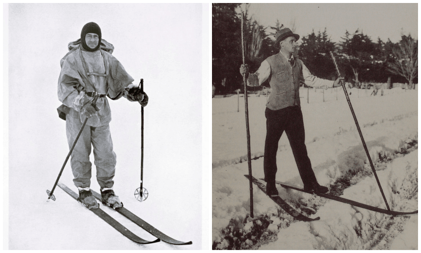 Are these the same skis? Robert Falcon Scott (L) in Antartica, Boris Daniel (R) in Canterbury (Images: Getty Images, ‘People Politics and Power Stations’, edited by John Martin, BWB, 1991).  
