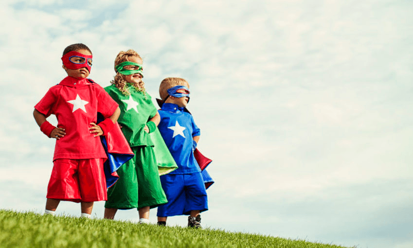 Three children pictured arguing about whether the plural of referendum should be referendums or referenda 

