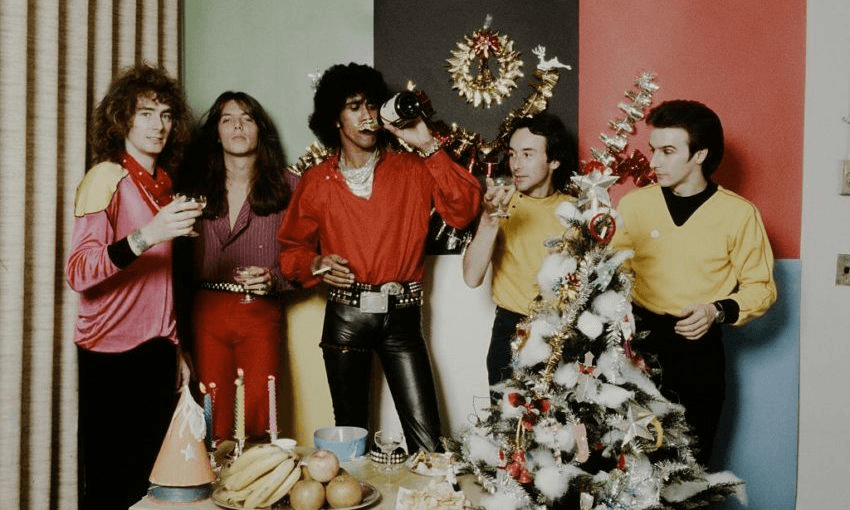 Thin Lizzy knew how to do a Christmas party. Photo by Koh Hasebe/Shinko Music/Getty Images 

