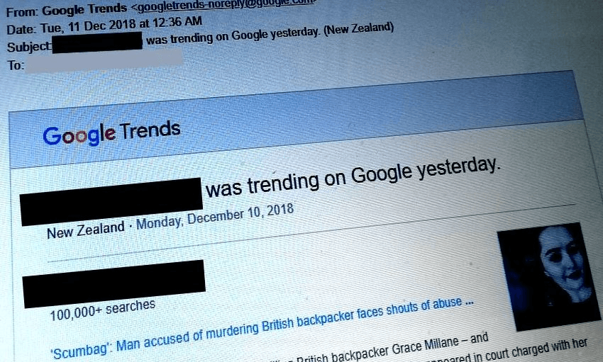 Who is the man accused of killing Grace Millane? Google told recipients of its email in the subject header. 
