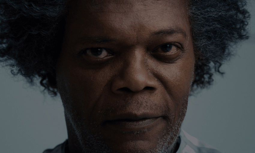 Samuel L. Jackson as Elijah Price/Mr. Glass  in Glass, written and directed by M. Night Shyamalan. (Photo Credit: Jessica Kourkounis/Universal Pictures). 
