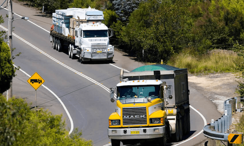 Trucks on the Great Western Highway from Sydney to Adelaide, New South Wales, Australia 

