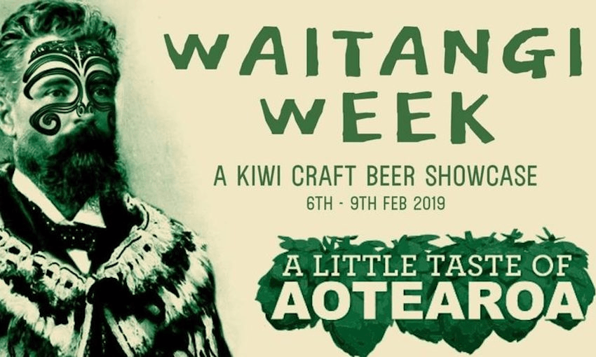 Freddie Wimpoles used an image of a former St Kilda mayor, the bar’s namesake, with tā moko drawn on to promote a Waitangi Day event (Photo: Supplied) 
