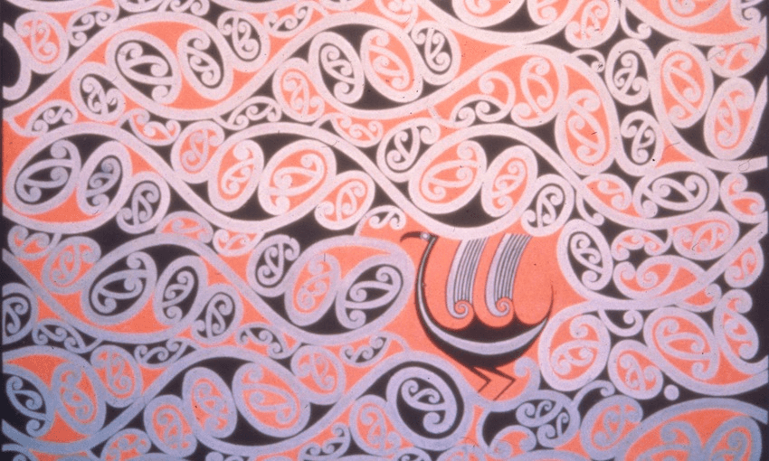 This painting, which Schoon
called Bird in the Bush, was made
while Schoon was staying with
Graham Miller in New Plymouth
in 1957. (BNZ collection,
Wellington)