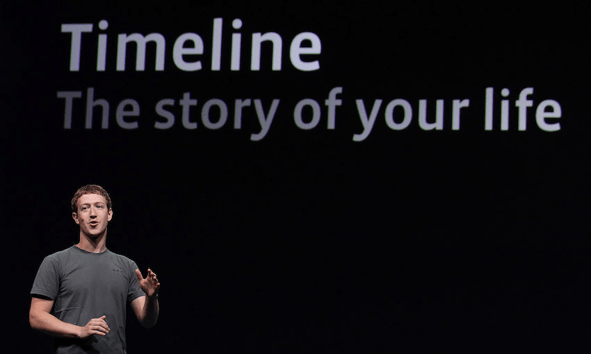 Facebook CEO Mark Zuckerberg announces Timeline (Photo by Justin Sullivan/Getty Images). 
